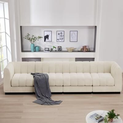 Morden Fort Modern 128'' Oversized Sofa, 4 Seater Modular Couch, L-Shaped Sectional Sofa Set