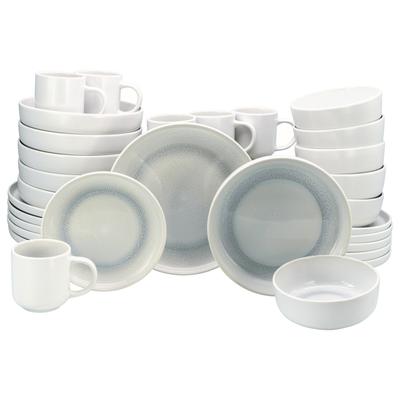 Kombiservice OTTO HOME "modernes Geschirr-Set, Service Lykk", weiß (weiß, ice), 30 Stk., Steinzeug, Geschirr-Sets, Kombiservice, hohe Haltbarkeit, spülmaschinen- & mikrowellengeeignet, Reaktivglasur