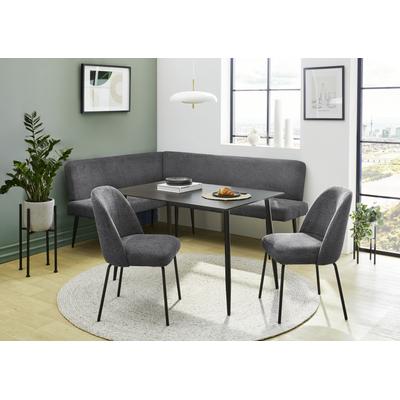 Eckbankgruppe JOCKENHÖFER GRUPPE "Melvin (Set, 4-tlg. Tisch, Bank und 2 Stühle), Taschenfederkern", grau (tisch schwarz, bank anthrazit, stühle anthrazit), langer Schenkel rechts, Sitzmöbel-Sets, Eckbankgruppe, Tisch (120x75cm) schwarz, Bank und...