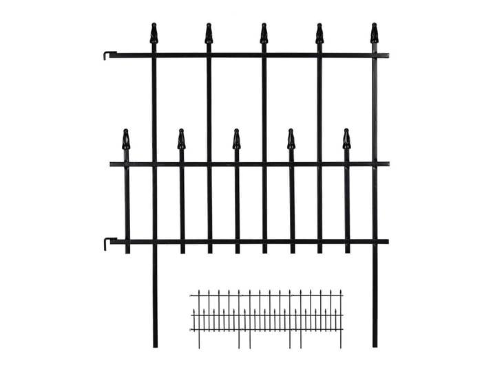 Relaxdays Beetzaun Schwarz Eisen 4er-Set 247 cm, Metall, 247x71x2.5 cm, Gartenzubehör, Hochbeet