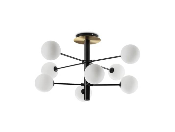 Ideal Lux COSMOPOLITAN 8-flammige Kugel-Deckenleuchte, mattschwarz, satiniertes Messing