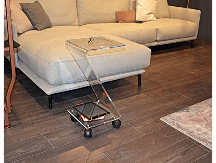 Slato Couchtisch mit Rollen, modernes Design, aus transparentem Acrylkristall, Kali