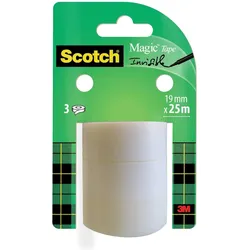 3M Scotch Magic Klebeband 2 Rollen + 1 GRATIS 19 mm x 15 m