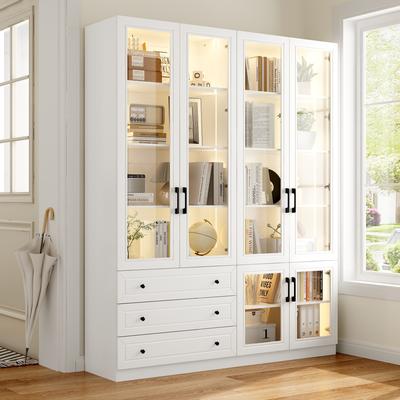 Timechee "Organizer Eco-Friendly Accent Light Strip Bookshelves Display Cabinet - 63""x78.7“"