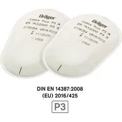 2x Dräger Partikelfilter Pure P3 R Bajonett (3734086) 1Paar