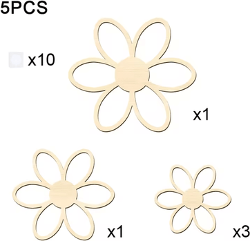 Inspire Curations 5 Piece Wooden Daisy Flower Wall Decor Set wooden Flowers