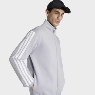 Trainingsanzug ADIDAS SPORTSWEAR "3-STREIFEN FLEECE", Herren, Gr. XXL, grau (halo silber), Obermaterial: 70% Baumwolle, 30% Polyester, Sportanzüge Trainingsanzug, zweiteiliges Set, für Sportmode und Streetwear