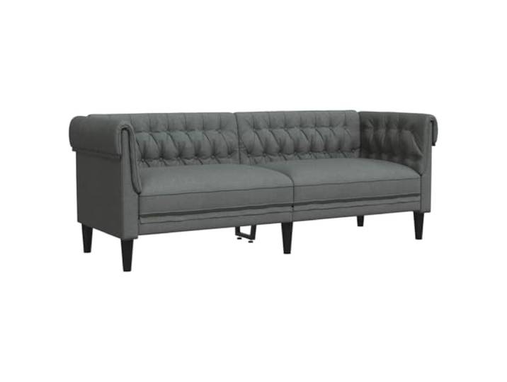 KUTYWEXFM Chesterfield Sofa 3-Sitzer Couch Dunkelgrau 201,5x74,5 cm Elegante Knopfsteppung und gerollte Armlehnen bringen zeitlosen Stil ins Wohnzimmer. Mit fester Schaumstoffpolsterung.