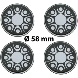 4 x Ø 58 mm Polymere Aufkleber / Stern-Optik / Nabenkappen, Felgendeckel
