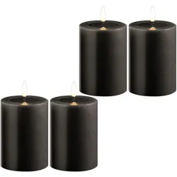 Novaliv, LED Kerzen, 4 Set LED Stumpenkerze mit Timer 6 Stunden grau Echtwachs LED warmweiss 7,5cm ø 10cm Höhe - 2 AA (4x)
