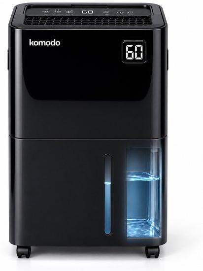 Komodo Zwart Luftentfeuchter 20 l Kapazität, 3,6 l Wasserbehälter, 345 W