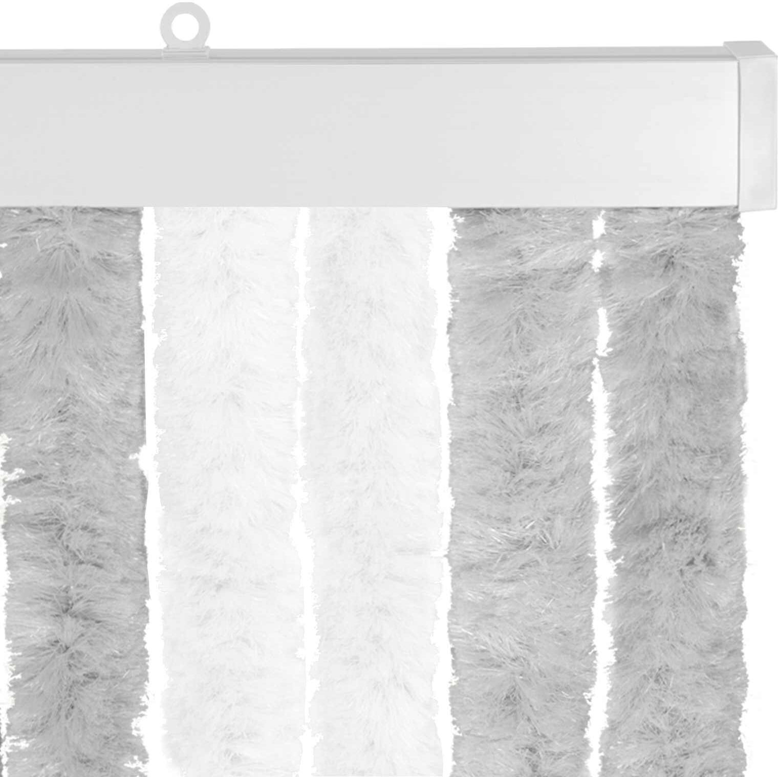 vidaXL Rideau anti-insectes en chenille Gris clair et blanc