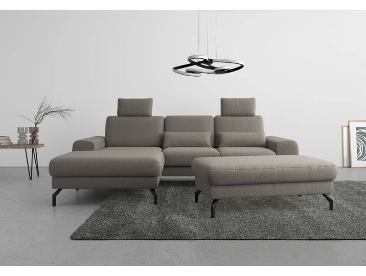 Ecksofa, Luxus-Microfaser Euphoria, Braun (Schlamm), 283×175 cm, Sitztiefenverstellung & Federkern, SIT & MORE