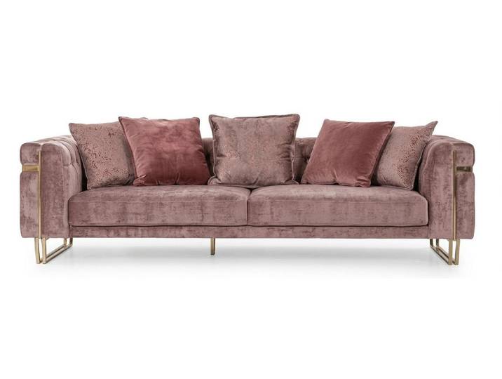 Xlmoebel 3-Sitzer Sofa Modern Rosa Luxus Einladend Fließend Gemütlich Minimalistisch, 1 Teile, Einfarbig, Modernes Design