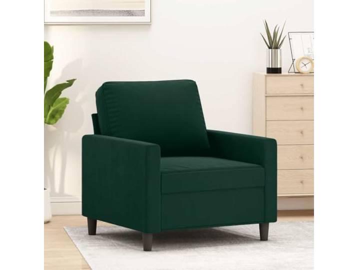HEFZGDB Dunkelgrüner Samt Sessel 60 cm Breite mit Metallgestell für Wohnzimmer Bequem Entspannen Lesen Fernsehen Luxuriöser Stoff Polsterung Stabilität Modernes Design Hingucker