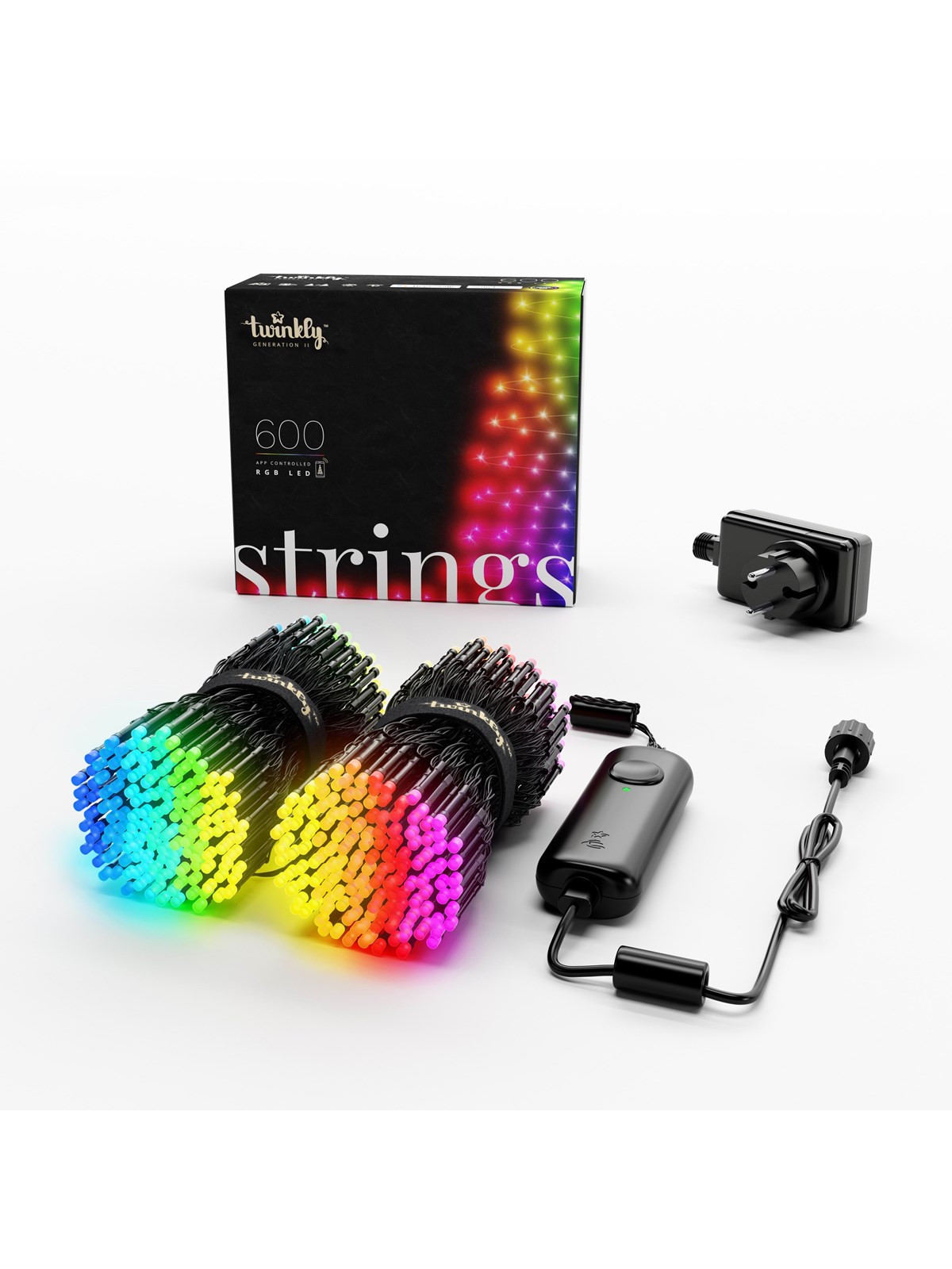 Twinkly Strings - 600 App-Controlled RGB LEDs. 48 Meters. Black Wire.