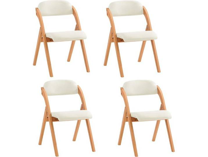 SoBuy Chaise Pliante Bois Confortable – Chaise Pliante avec Assise rembourrée Blanc 47 5 x 59 x 77 cm