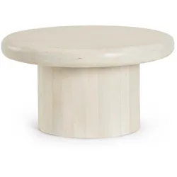 Couchtisch Lopez aus Mangoholz, rundes Design, Creme, Ø 75 cm, modern und pflegeleicht
