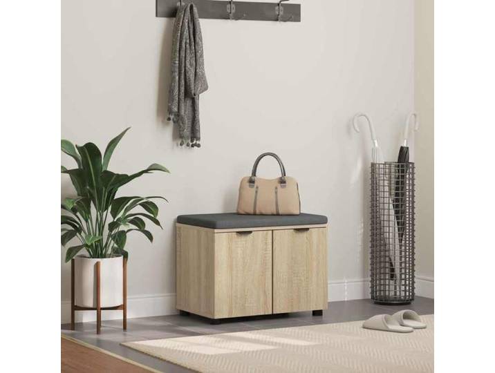 Meuble Banc - HAOSHOP - Banc d'entrée avec coussin Chêne Sonoma 60 x 38 x 46 cm&01_49487