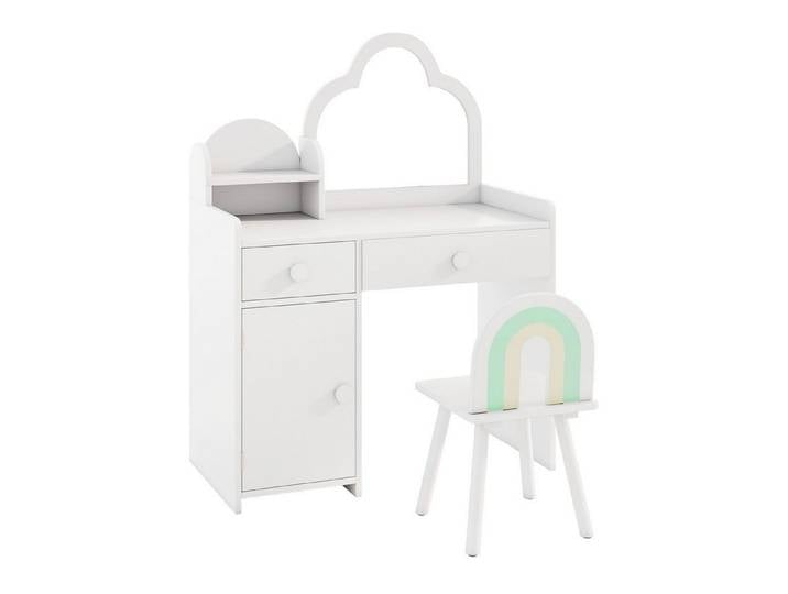 COSTWAY Schminktisch, Kinder Schminktisch mit Hocker Holz