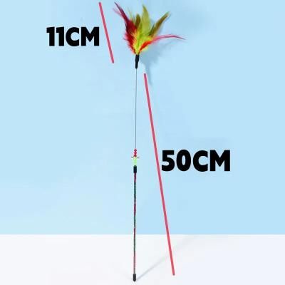 Inspired Finds Interactive Peacock Feather Cat Wand Toy With Spring Steel Wire And Bite Resistant Design red