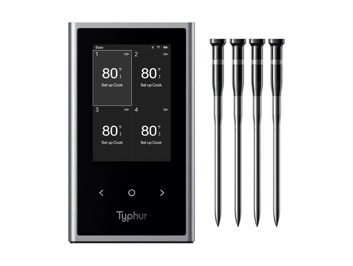 Bratenthermometer Typhur Sync Quad 4-Probe , silber (bunt), Temperaturmessgeräte, Bratenthermometer