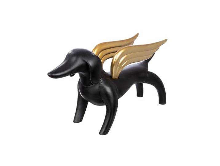 Casablanca Figur Flying Dachshund - Kunstharz - schwarz - Höhe 56 cm - Dackelmotiv - Deko - Skulptur - Wohnaccessoire - Geschenkidee - Sammlerstück