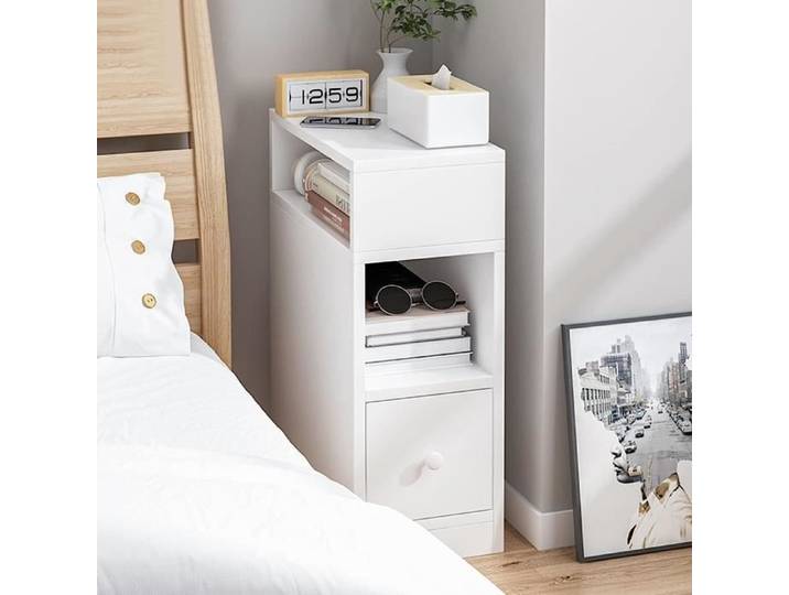 Table de Chevet Moderne en Bois étroit 25 cm - Blanc - Tables de chevet - Elégance - Chic