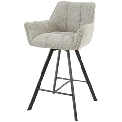 Barhocker Spinras 2er-Set Boucle, modern mit Armlehne und Drehfunktion, sandfarben, bequem gepolstert