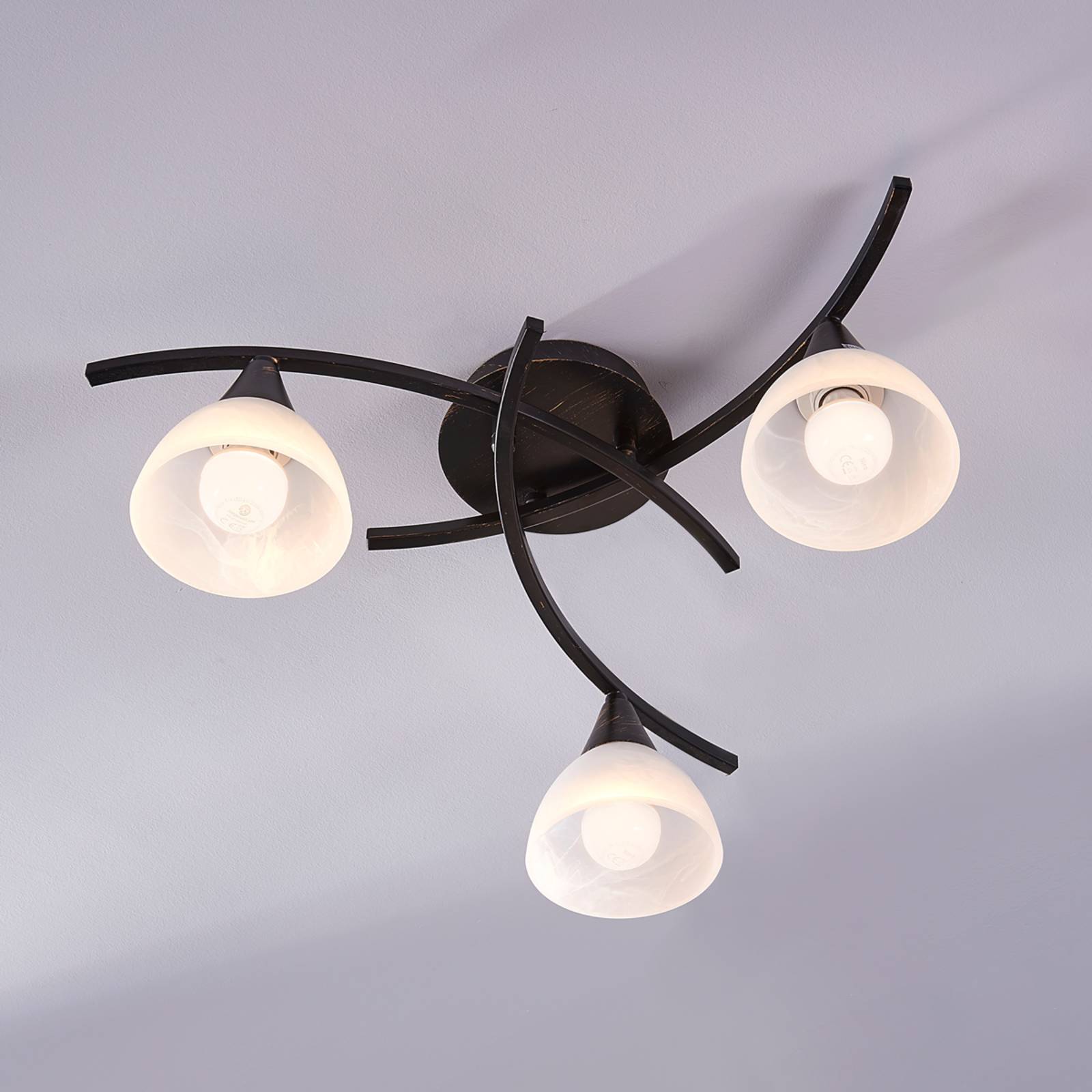 Ceiling Light Della Lindby, dimmable, Black, Living / Dining Room, Glass, Country House / Rustic, Ceiling Light