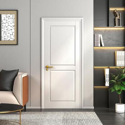 Lirago 2-Panel Slab Door French Interior Door Paintable MDF Door Panel Pre-Assembled Panel for Closet Pantry Bedroom Livingroom Study