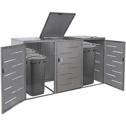 XL 3er-/6er-Mülltonnenverkleidung MCW-E83, Mülltonnenbox, erweiterbar 116x212x98cm ~ Edelstahl 85kg