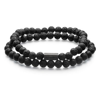 Armband TRUE REBELS "Set: TR307" Gr. 21, schwarz (retro, schwarz), Armbänder, Herren, 21, Armband, mit Lavastein