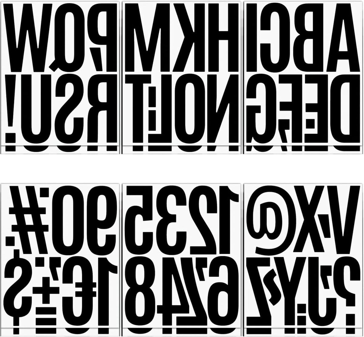12 Bladen Zelfklevende Letterstickers - Grote Alphabet en Cijfer Stickers voor Decoratie, Borden en Postvakjes - Zwart