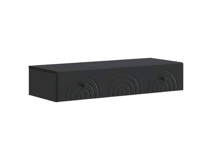 Wandmontierter Beistelltisch Schwarz 87,5 x 34,5 x 17 cm mit Schublade Holzwerkstoffe, Metallknöpfe, platzsparend, vielseitig, pflegeleicht, Schlafzimmer, Wohnzimmer, Büro