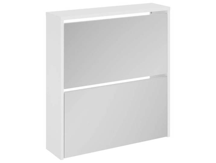 Promotion avril *Armoire à chaussures - PARAJIE - pour Entrée Couloir Chambre - miroir 2 niveaux Blanc brillant 63x17x67cm_475242