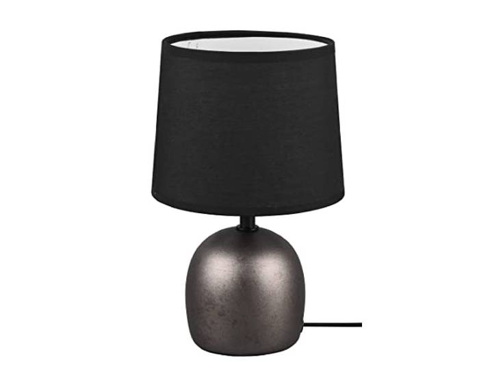 Reality Leuchten Tischleuchte Malu R50802667, Fuß Keramik schwarz, Stoffschirm schwarz, exklusiv 1x E14