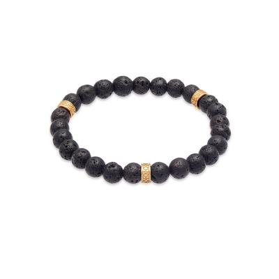 Armkette KUZZOI "Armband Herren Lava Schwarz Vintage 925 Silber Oxidiert" Gr. 190, gold, Armbänder, Herren, 190, Silber 925 (Sterlingsilber), Armkette