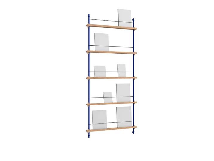MOEBE Porte-revues Magazine Shelving Chêne-deep blue, 85x180x7 cm, MS.180.1