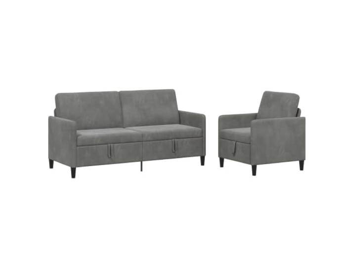 Coespram Sofagarnitur mit Stauraum Dunkelgrau 2-teilig 4-Sitzer Polstersofa Platzsparendes Couch Set fürs Wohnzimmer: Der Sitzstauraum schafft Ordnung, abnehmbare Bezüge erleichtern die Pflege.