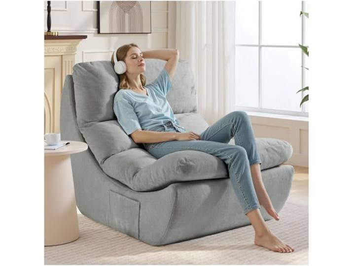 NOFFA Sitzsack Knochenloser Lounge Stuhl, Lesestühle, Bean Bag Stuhl, Memory Foam 1-Sitz Sofa, Lazy Sofa, Liege Couch zum Lesen, Wohnzimmer & Schlafzimmer Schlaf, Keine Montage erforderlich, Grau