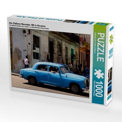 CALVENDO Puzzle Der Oldtimer Mercedes 180 in Havanna | 1000 Teile Lege-Größe 64x48cm Foto-Puzzle für glückliche Stunden