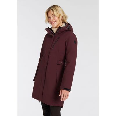 Funktionsmantel KILLTEC "KOW 165 WMN PRK", Damen, Gr. 46, rot (dunkelweinrot), Obermaterial: 100% Polyester, Mäntel, längeres Design, mit Eingrifftaschen und Brusttasche, aus Polyester