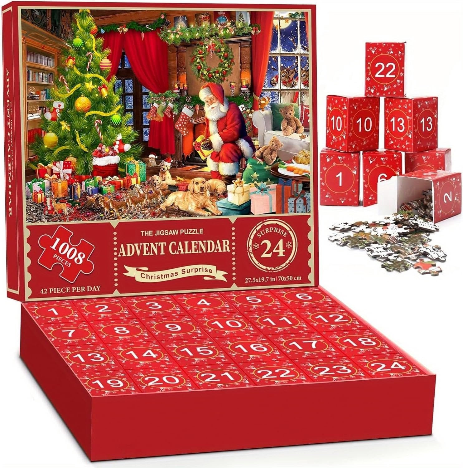 2026 Kerst Adventskalender voor Volwassenen met Kerstpuzzel - 24-daagse Aftelkalender met Kersttafereel