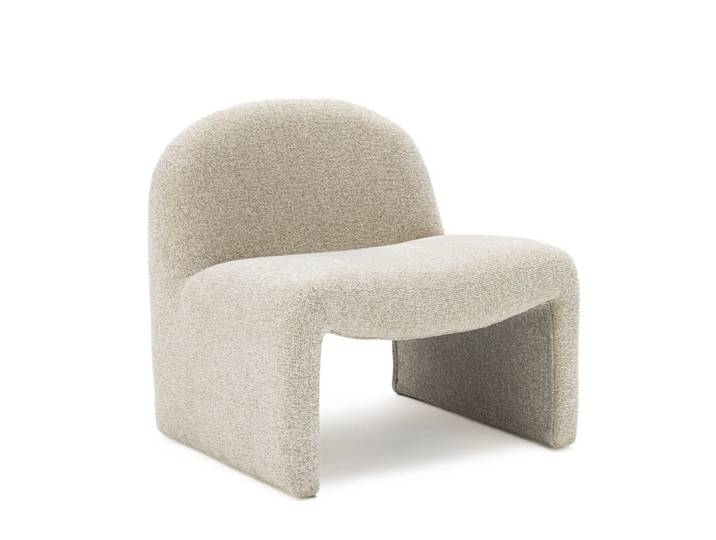 Fauteuil lounge en tissu - beige chiné