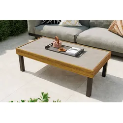 OUTFLEXX Skagen Couchtisch, Grau, Teak/Aluminium, 125x65 cm, Pflegeleicht