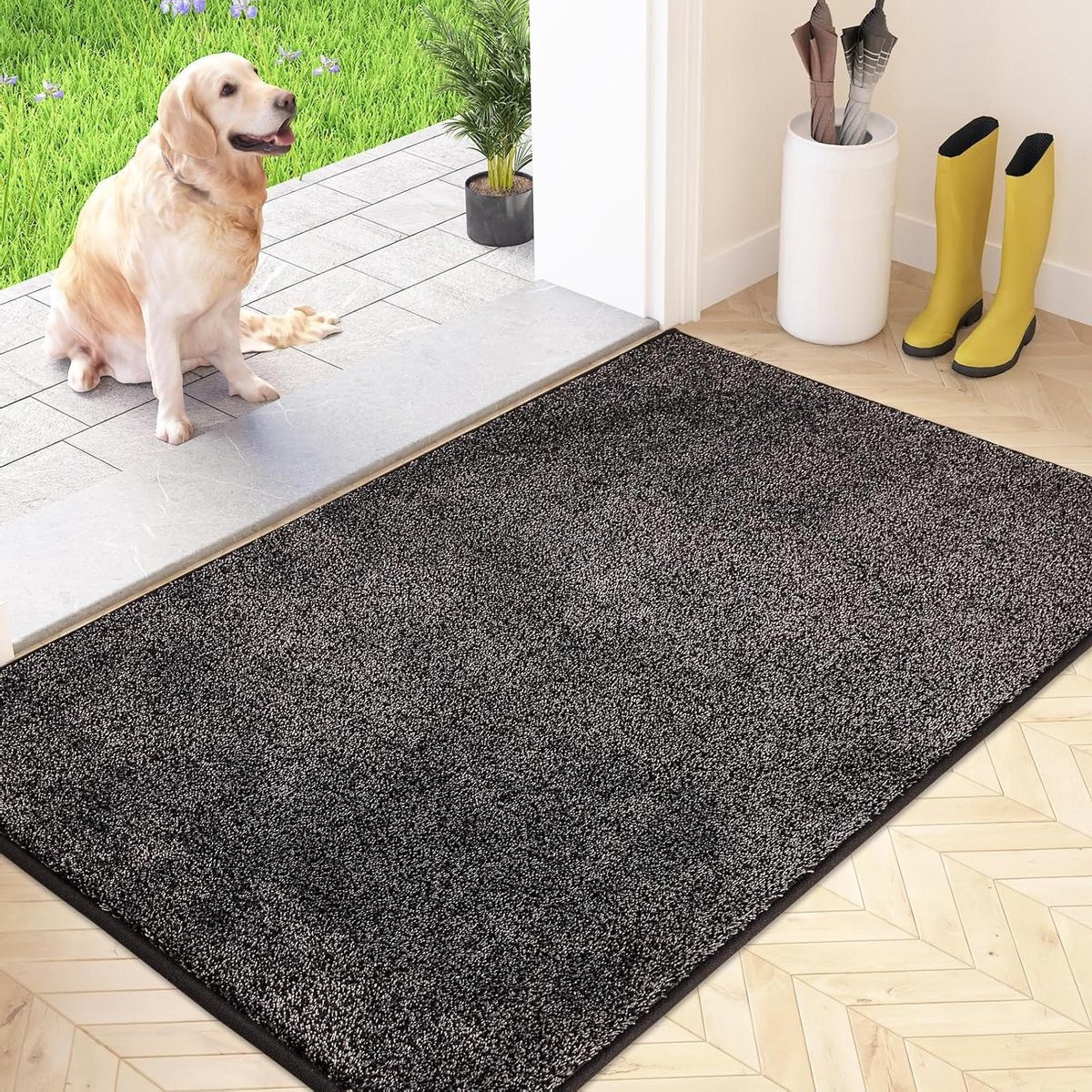 Houtskoolgrijs Vuilvanger Voetmat met Antislip - 120 x 80 cm