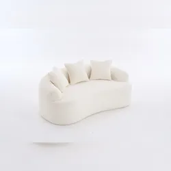 STILVORA Zweisitzer-Sofa Chenille Weiß mit extra tiefer Sitzfläche