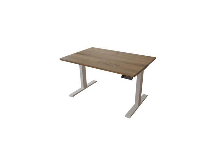 MeinMassivholz Schreibtisch 120/80 elektrisch höhenverstellbar aus Wildeiche - Weiß, Braun, Holz, Echtholz,Wildeiche, Rechteckig, 120x72.5x80 cm, Büromöbel, Schreibtische, Schreibtische