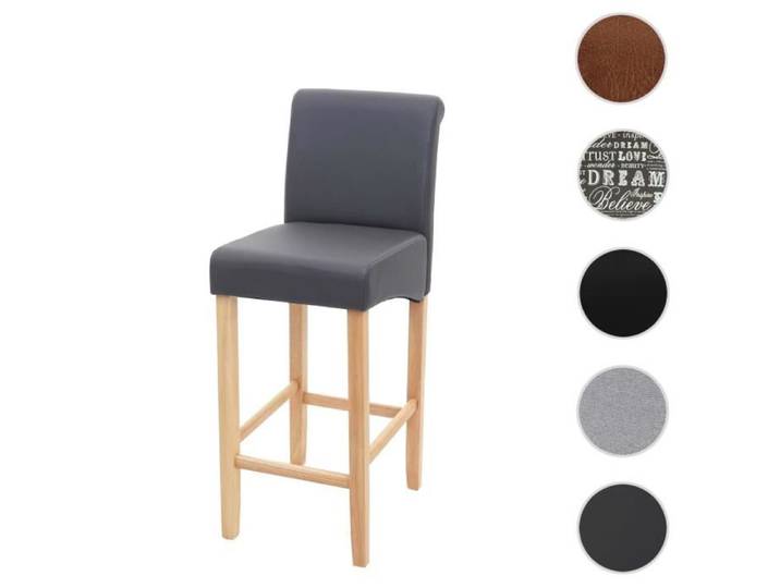 MCW Tabouret de bar MCW-C33 bois gris mat pieds clair similicuir